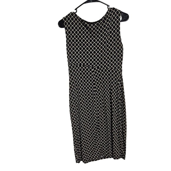 En Focus Petite Sleeveless Ruched Sheath Dress Size 10P Geometric Print Midi - Picture 2 of 4